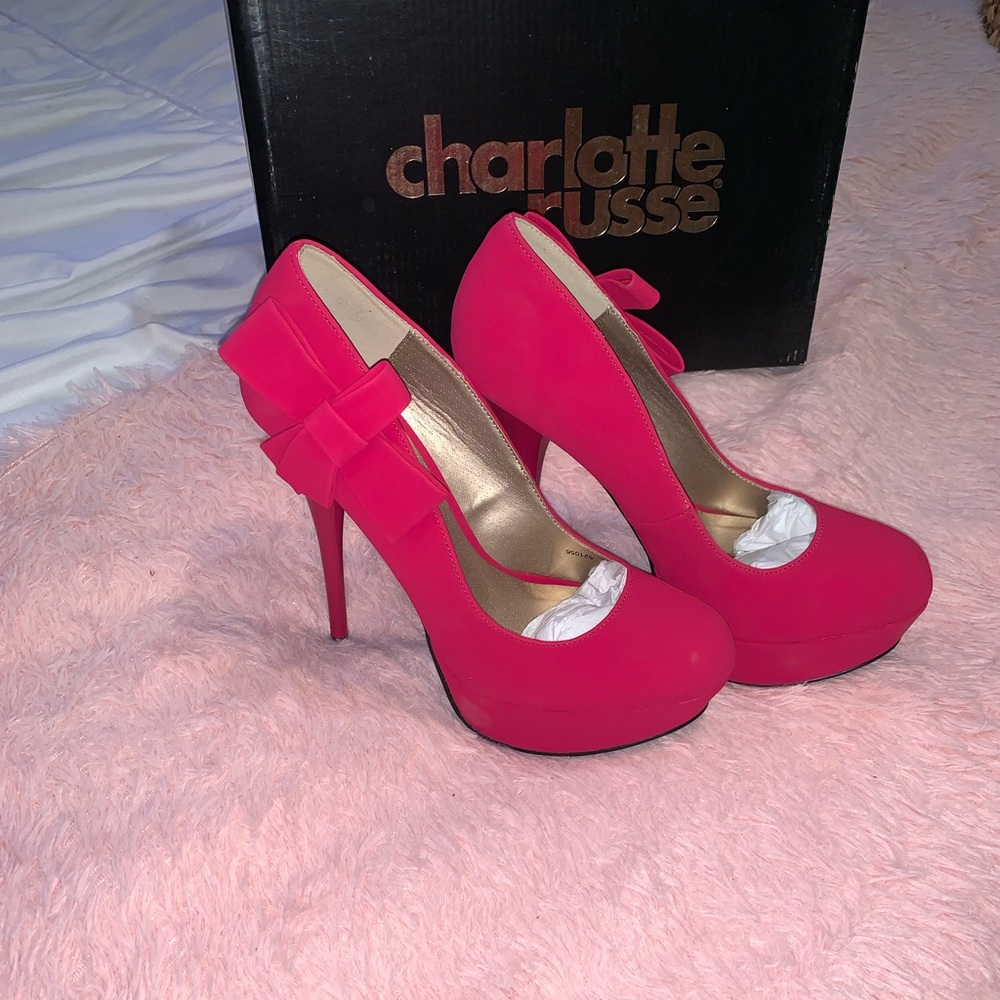 Like New. Charlotte Russe. Heels. Fuchsia Nubuck Color. Size 8.